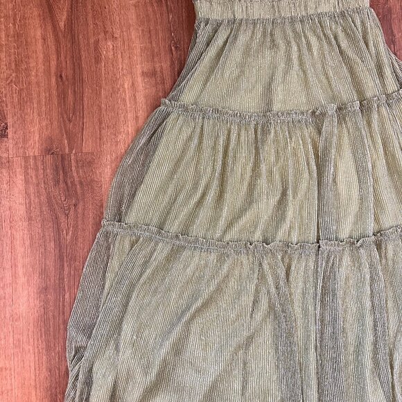 GREYLIN Sage  Green Delilah Shoulder Tie Plisse Maxi Dress Sz M - Picture 8 of 13